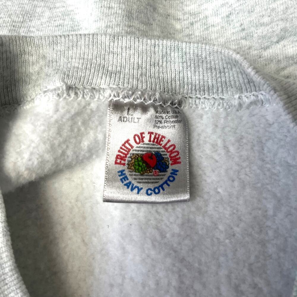 Vintage 90s Sweatshirt Mens Large Crewneck Grey Screen Print Fruit of the Loom - Picture 7 of 8